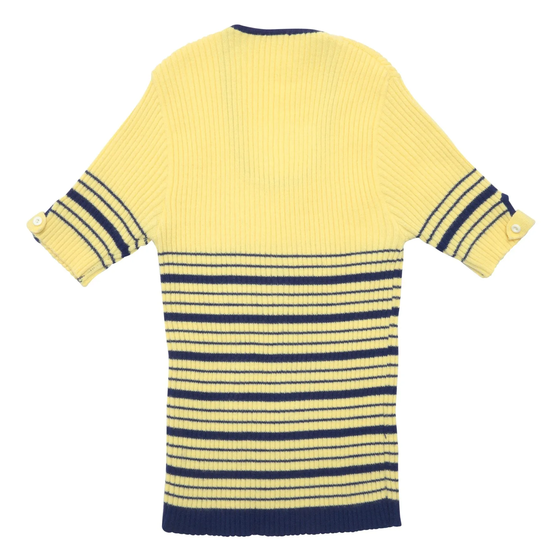 80s, Sculptural Ribbing, Tubular Neckline, Button Tab Cuff, Nautical