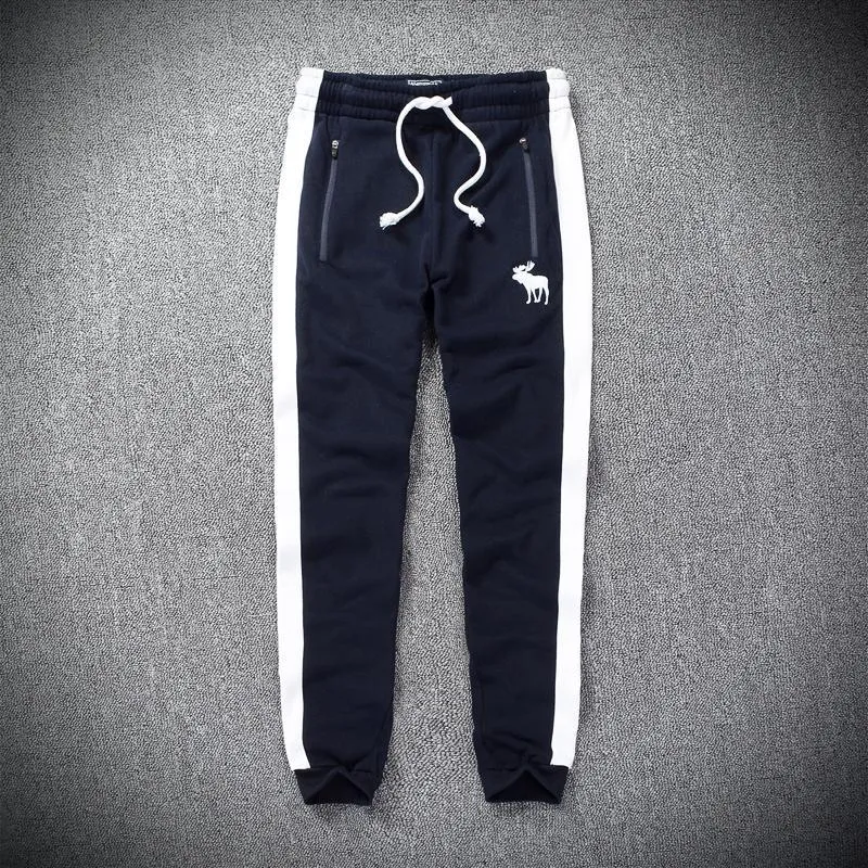 Abercrombie And Fitch Embossed Bull Designed Dual Colored Joggers- NavyBlue