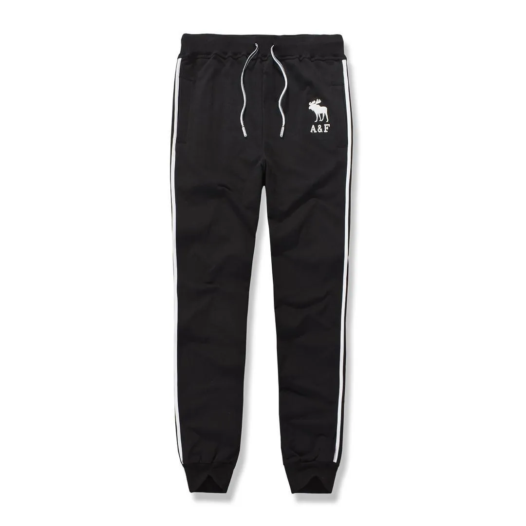 Abercrombie And Fitch White Moose Logo Designed Black Joggers