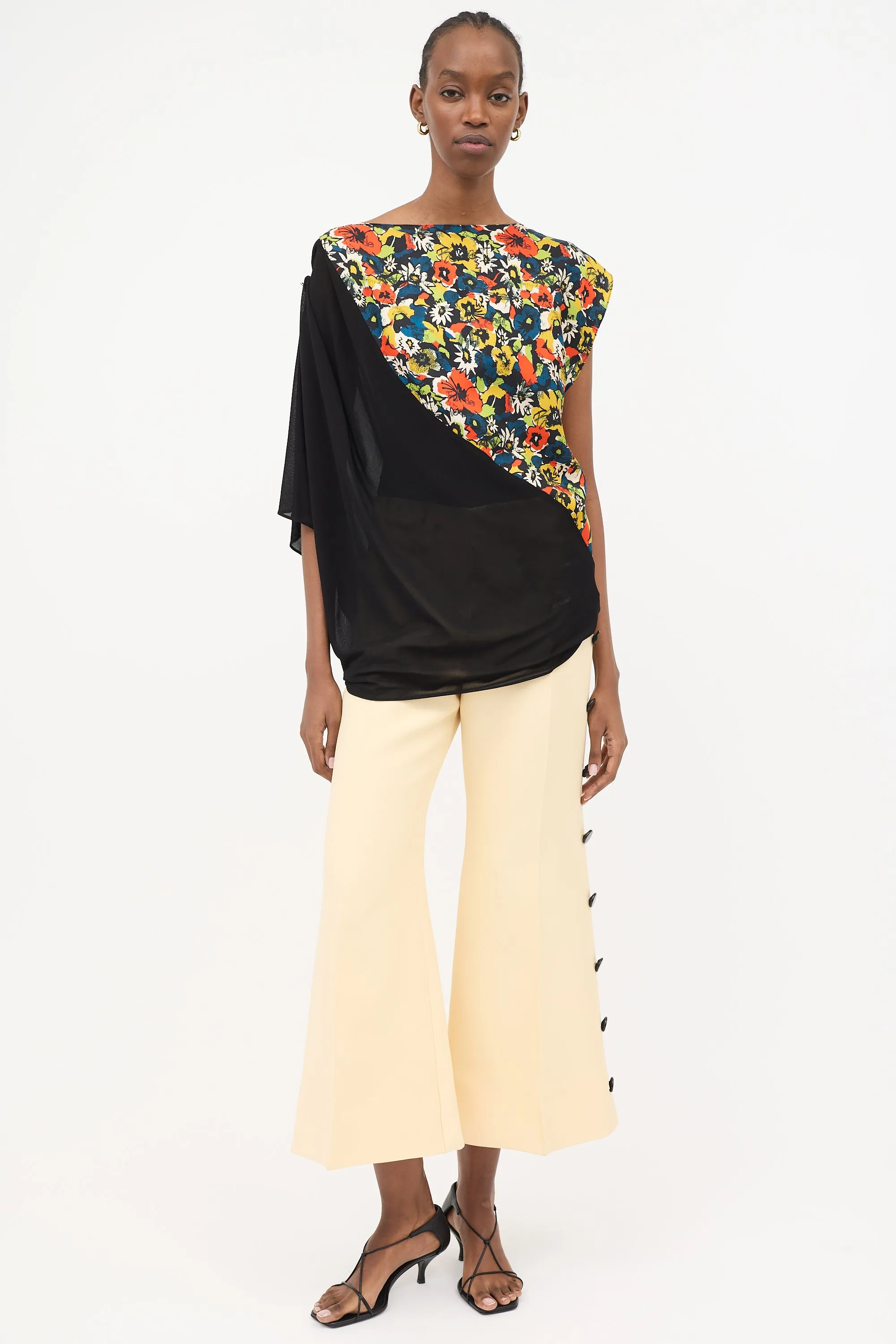 Asymmetrical Drape Printed Top
