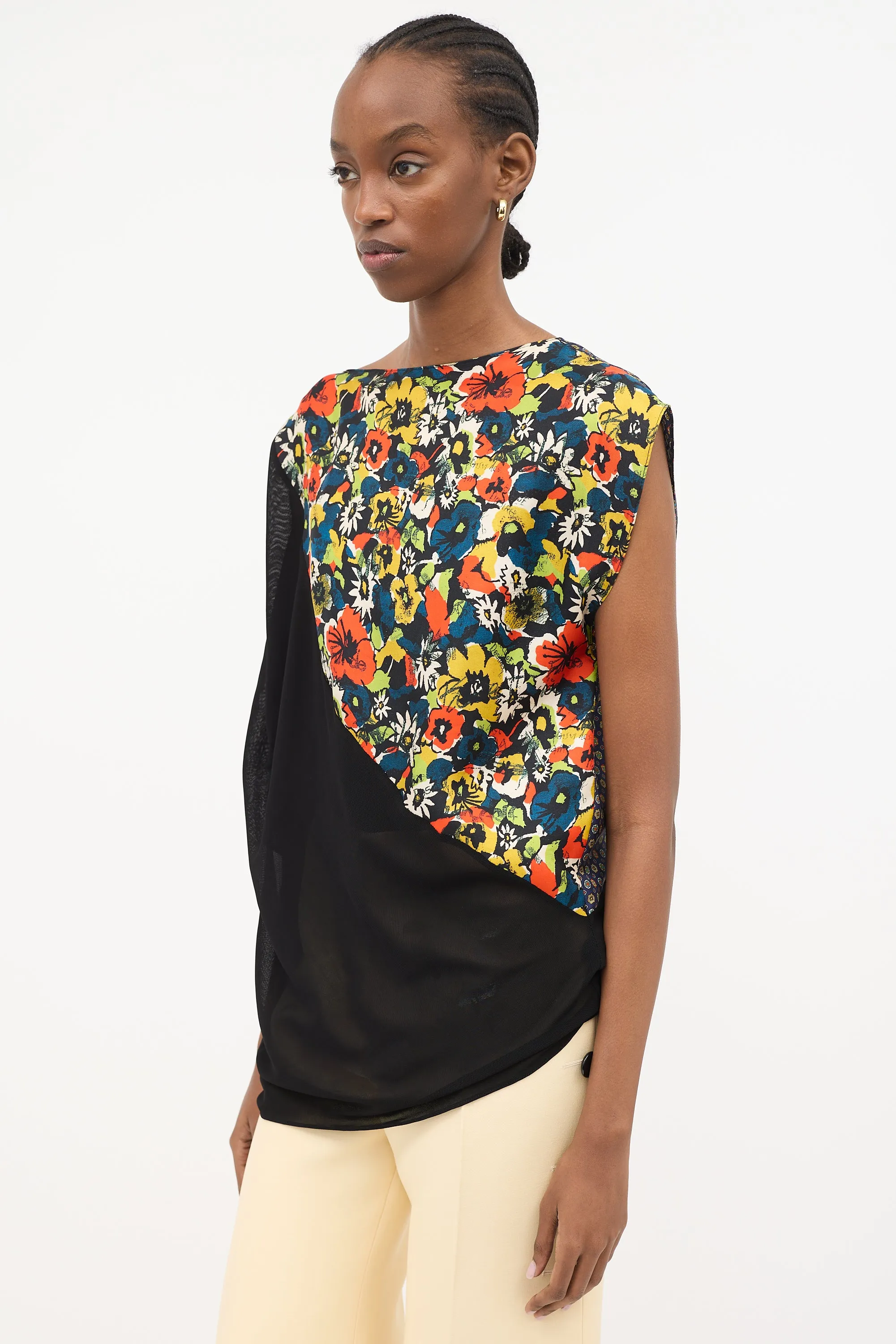 Asymmetrical Drape Printed Top