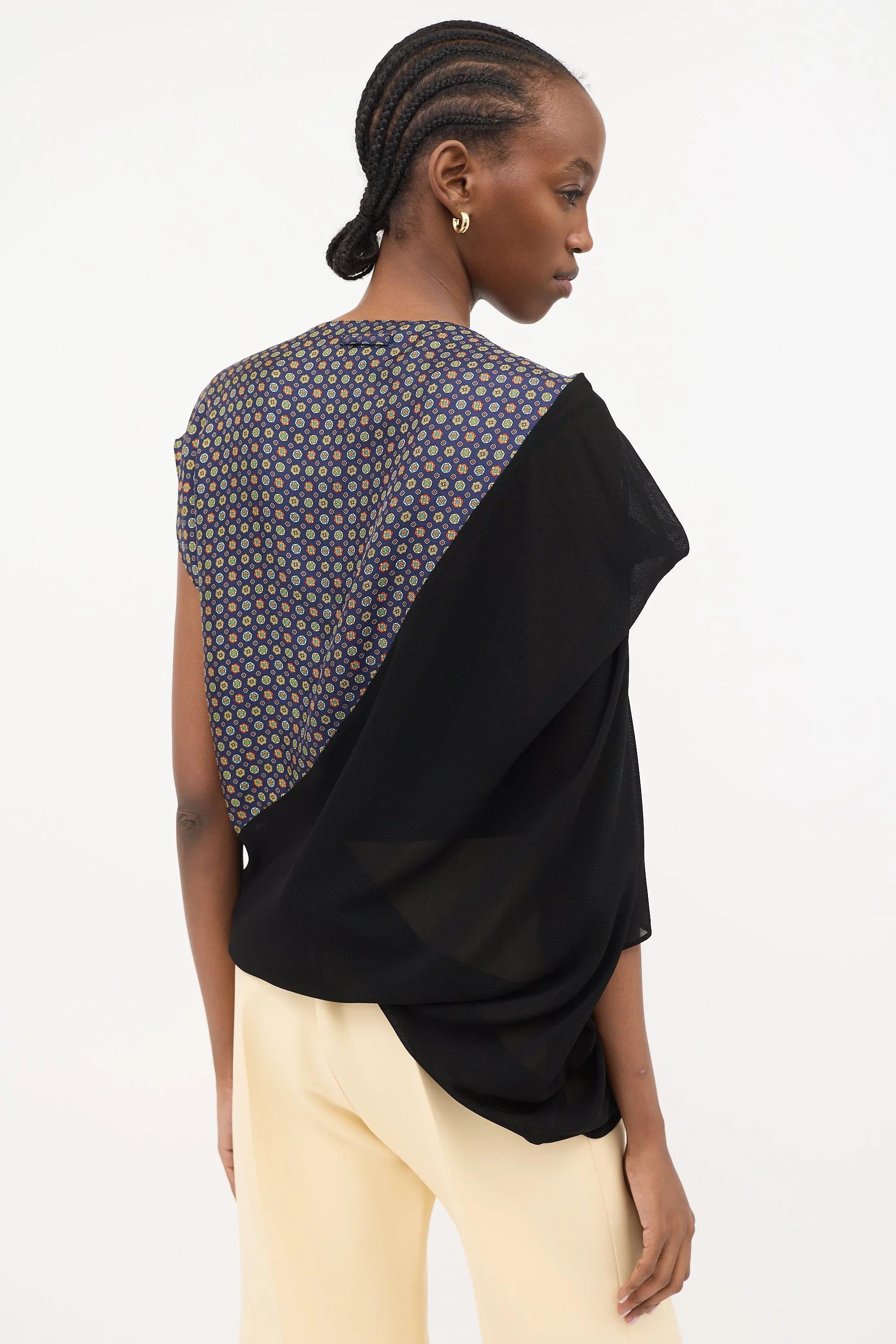 Asymmetrical Drape Printed Top