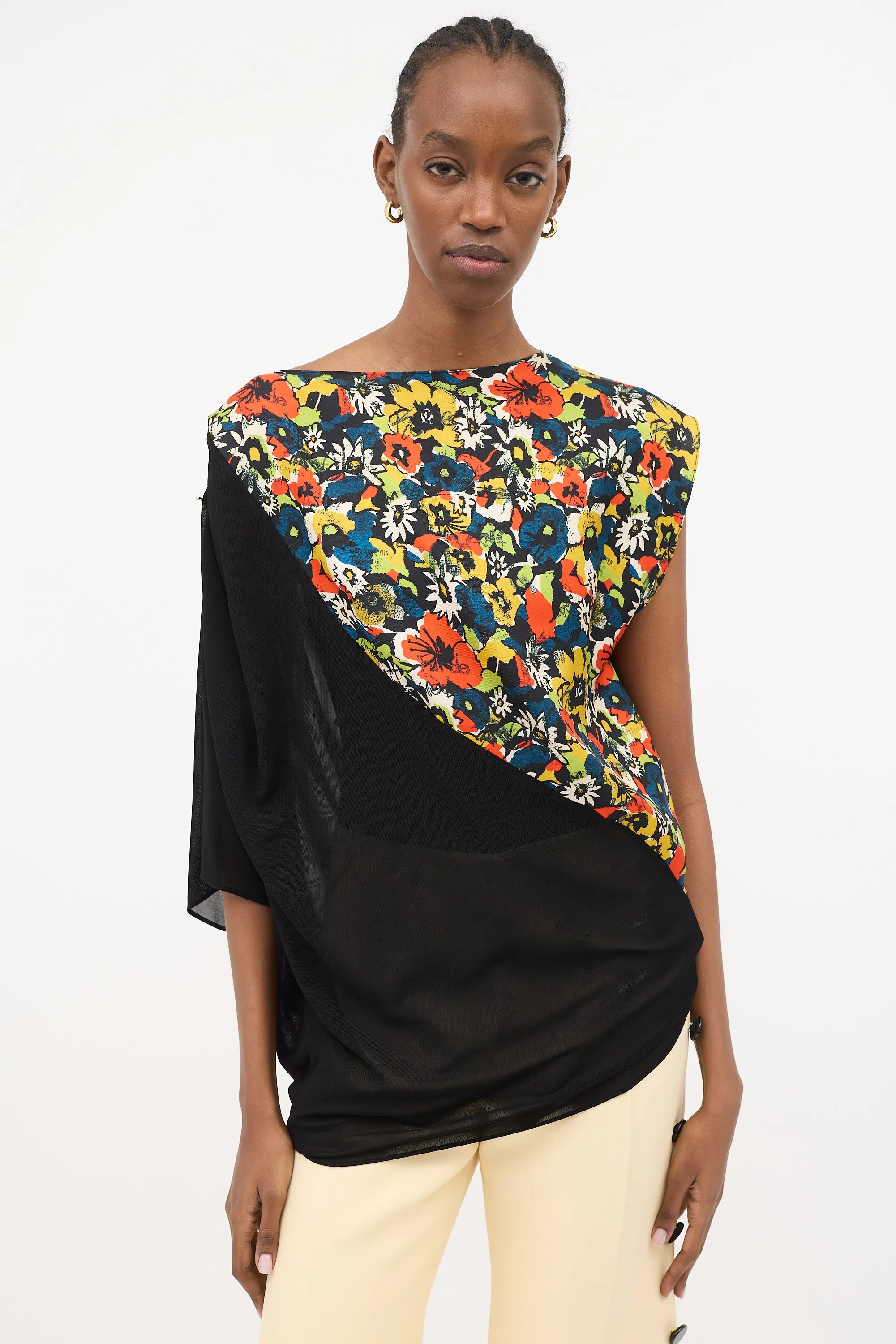Asymmetrical Drape Printed Top