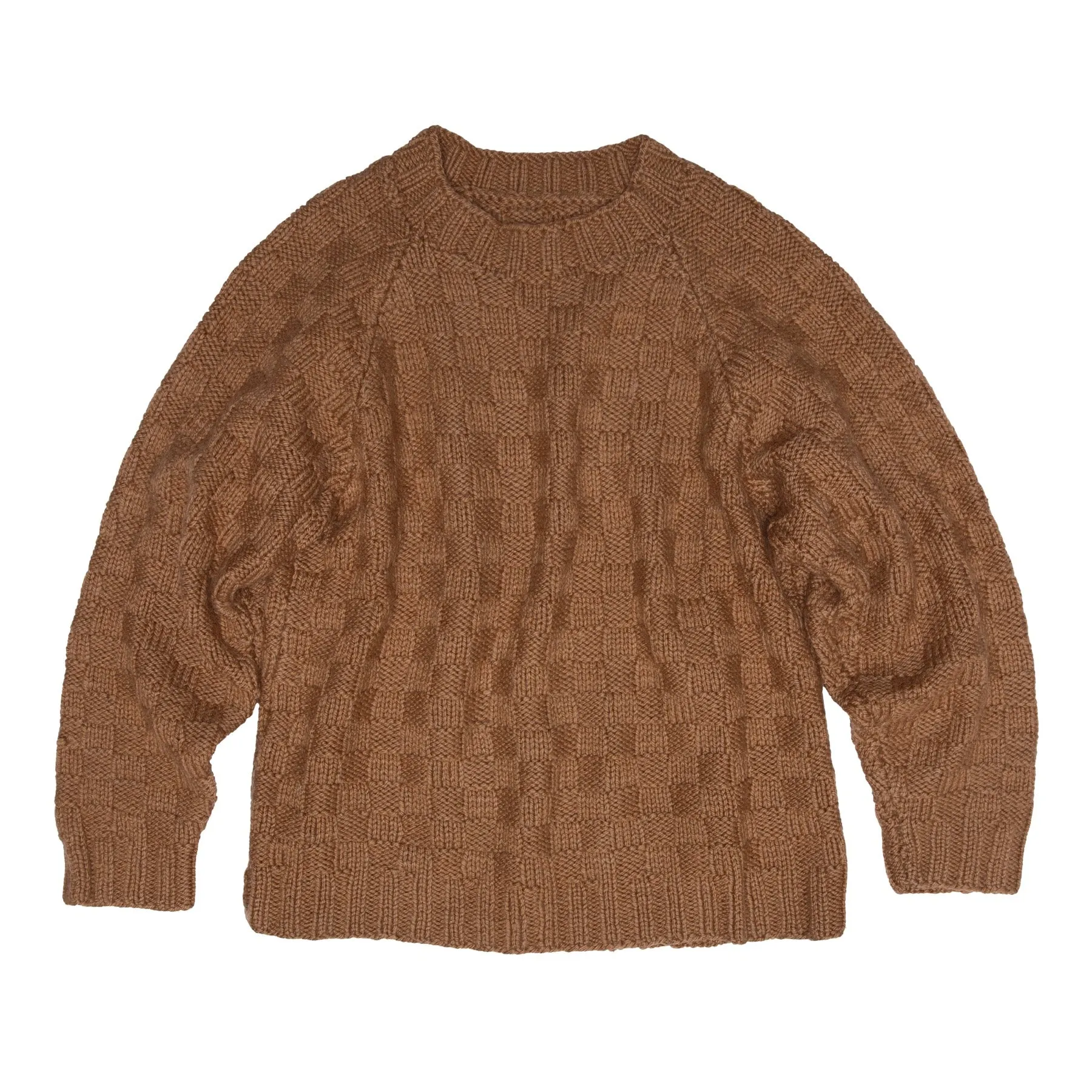 Basketweave Stitch Yak Wool Raglan Pullover