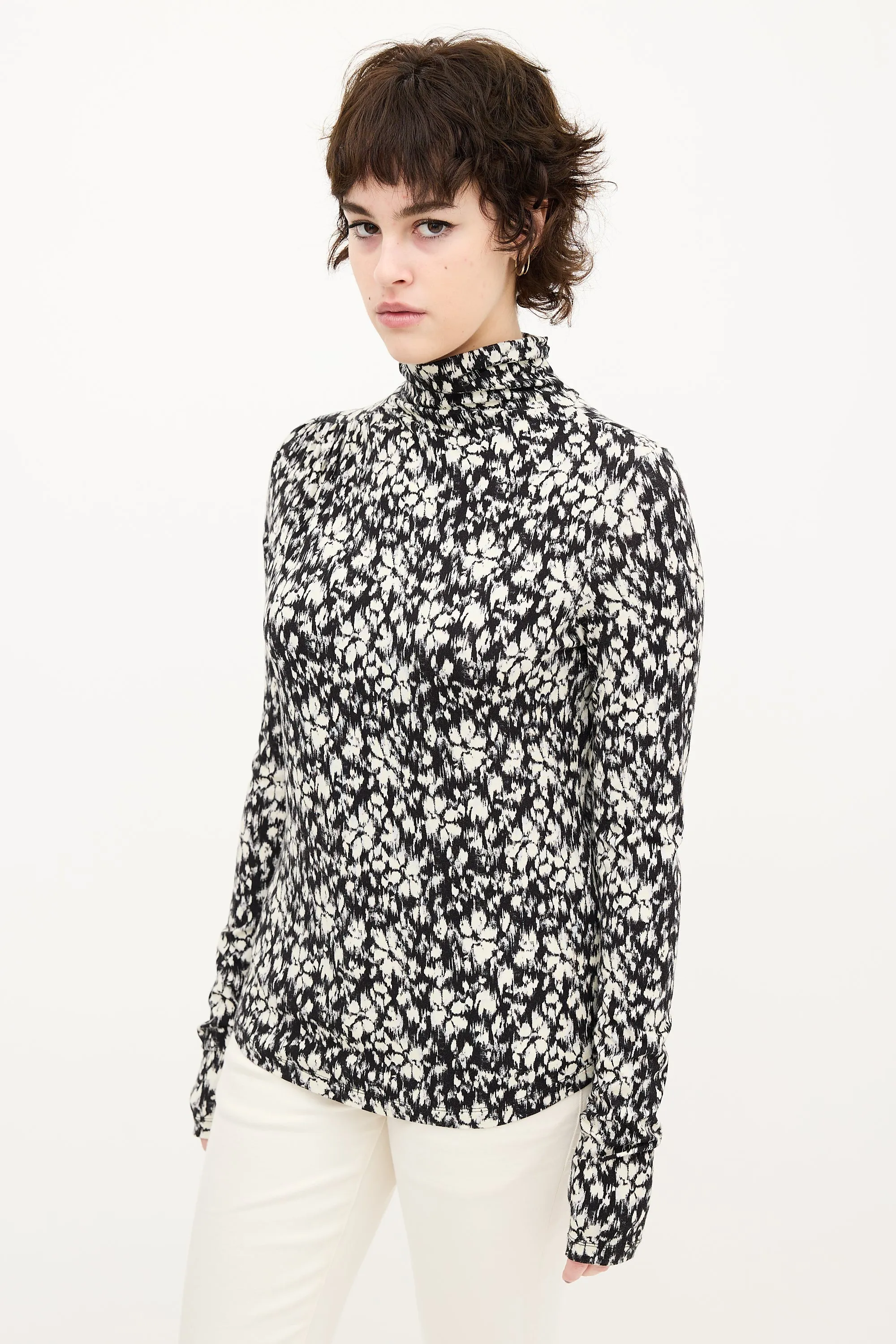 Black & Cream Printed Lou Top