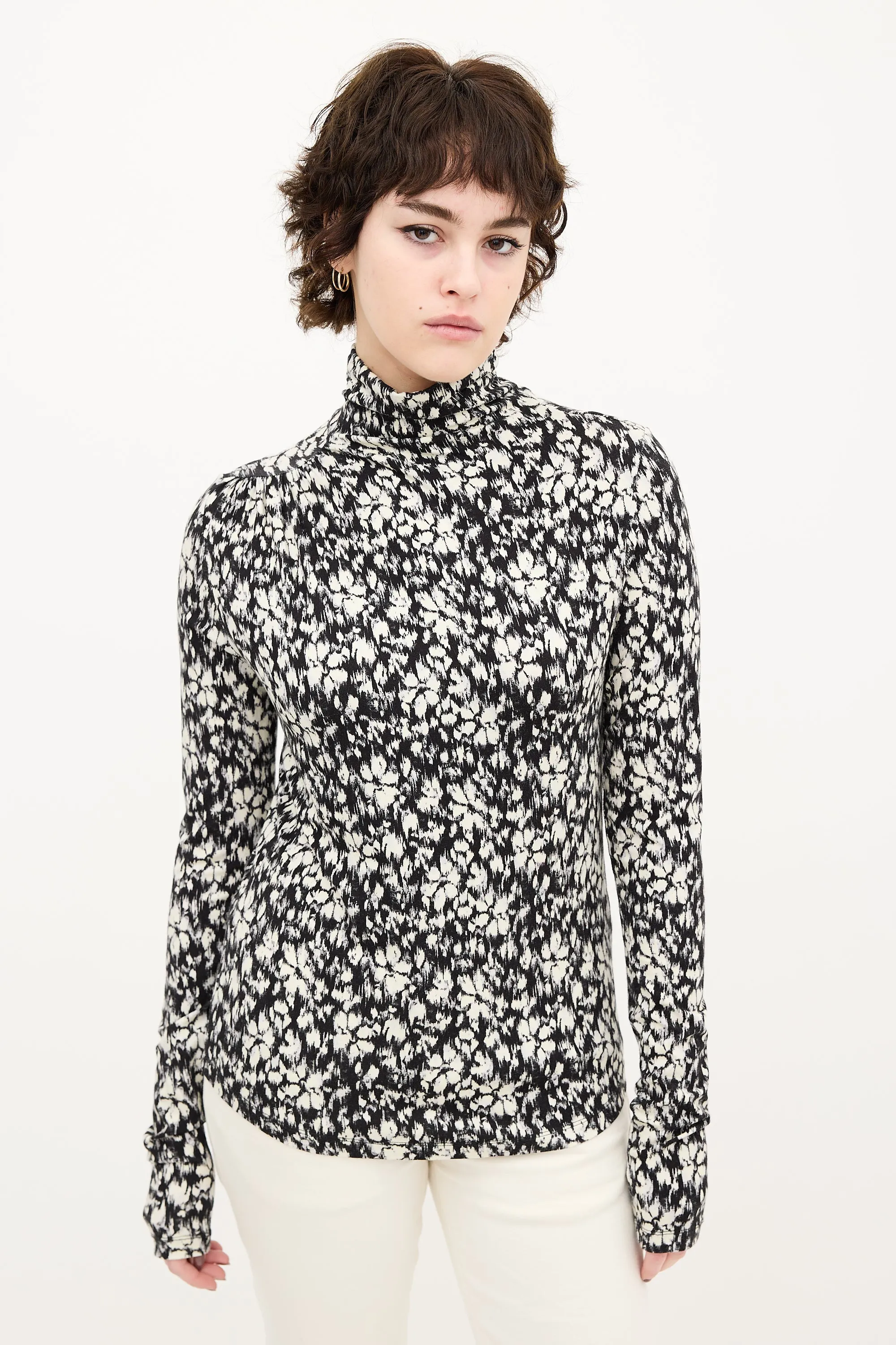 Black & Cream Printed Lou Top