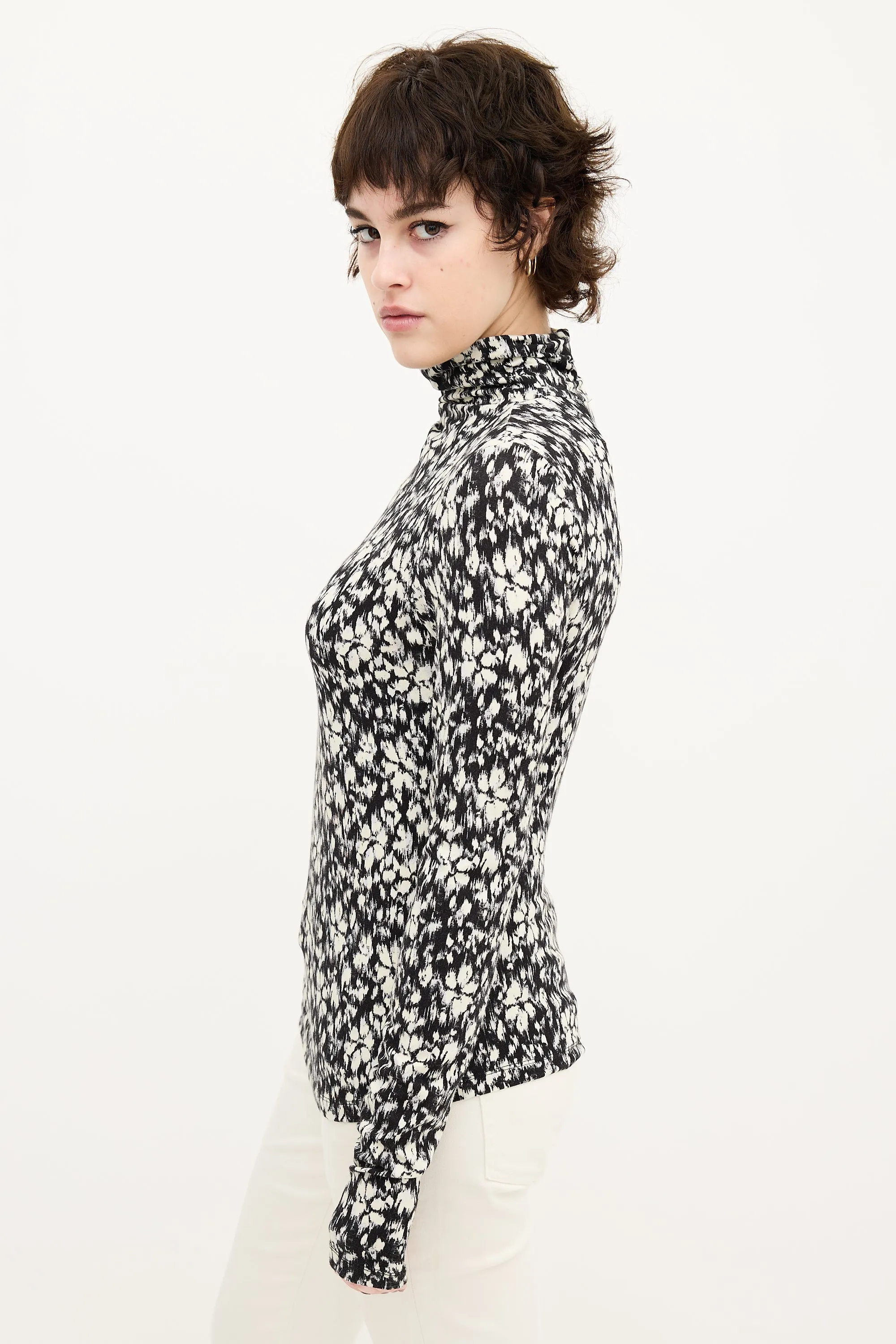Black & Cream Printed Lou Top