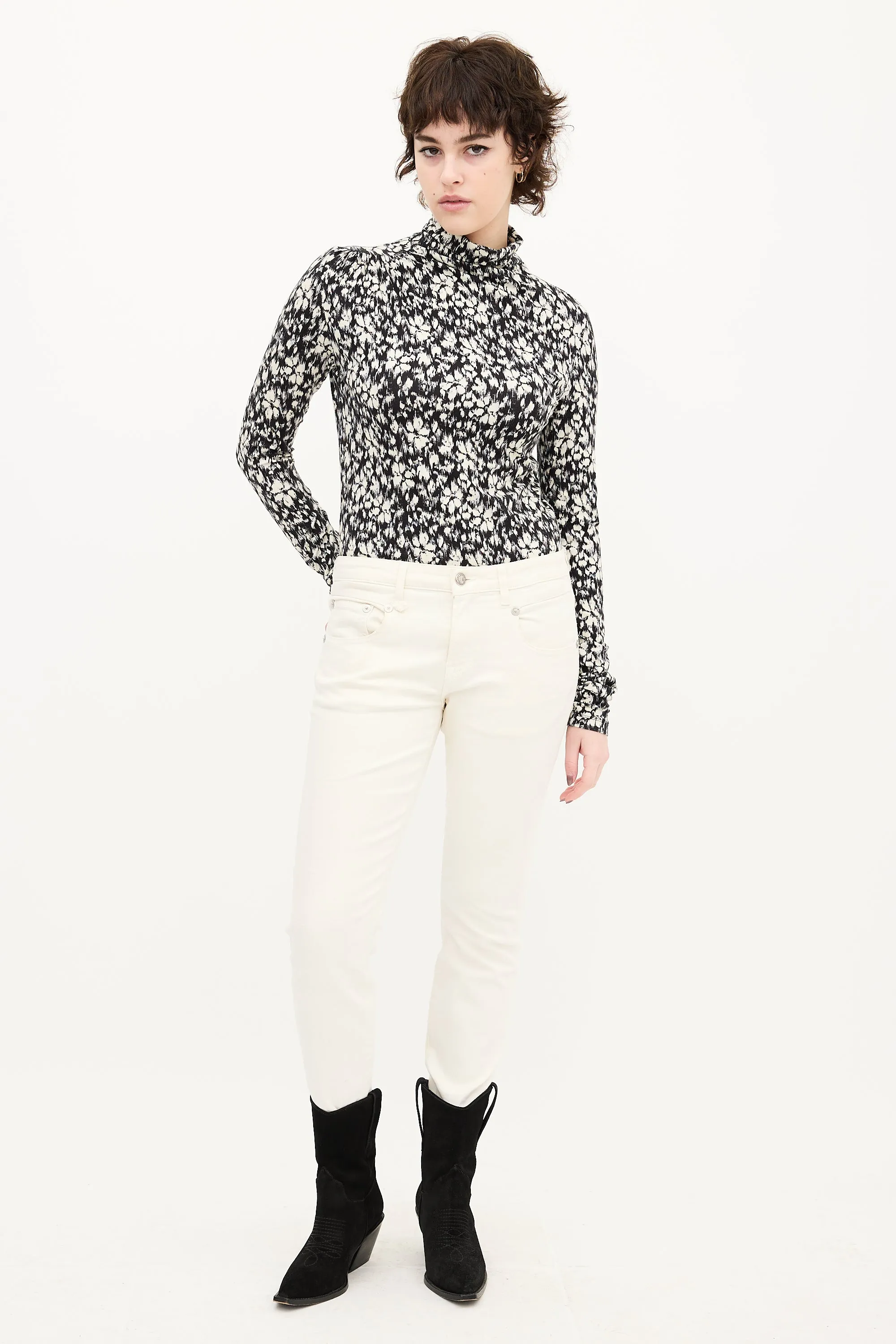 Black & Cream Printed Lou Top