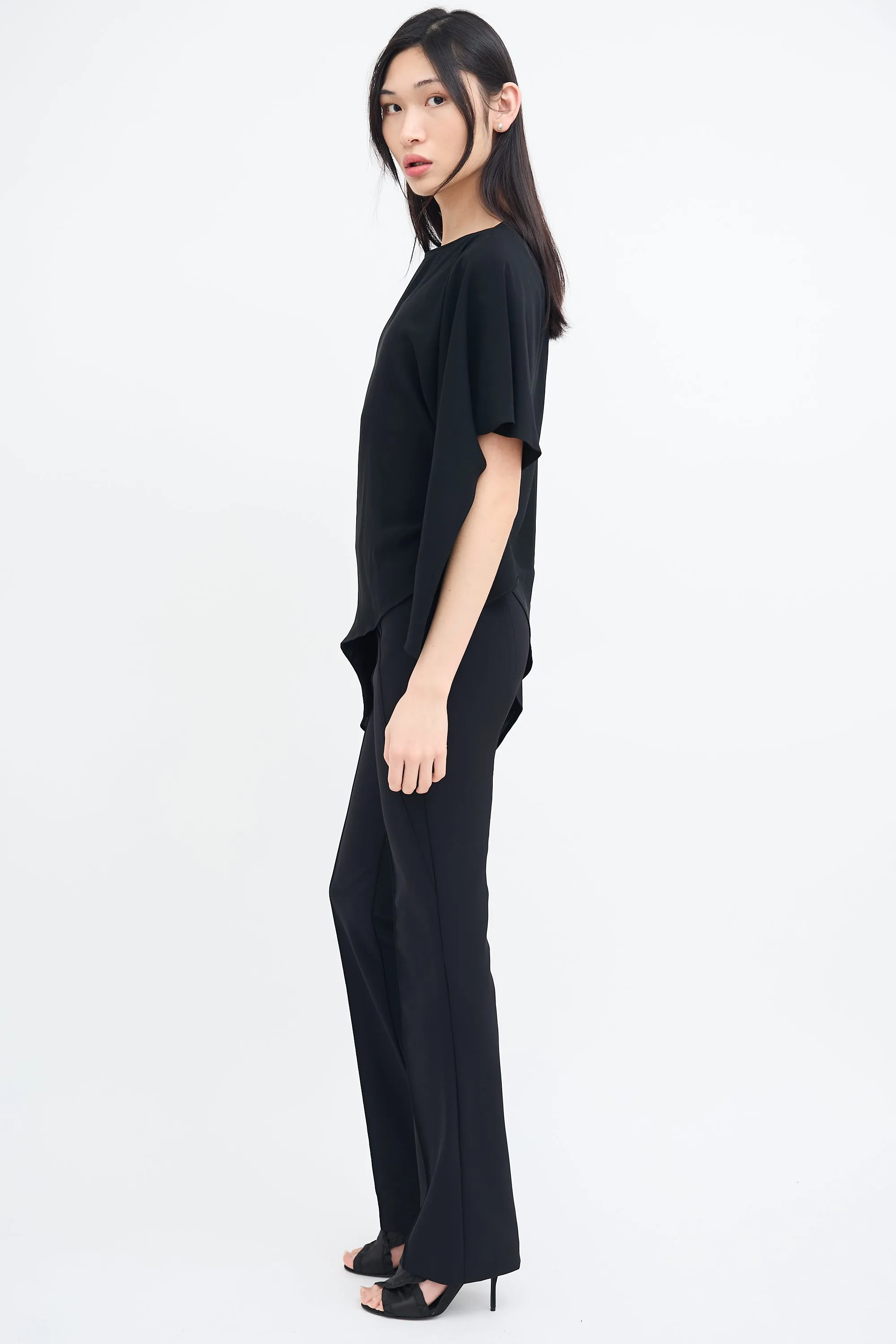 Black Asymmetrical Drape Top