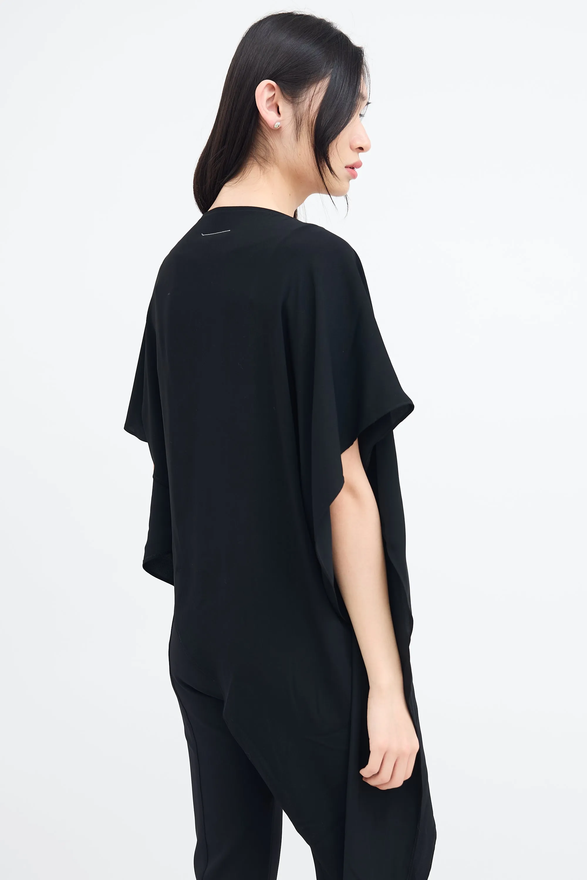 Black Asymmetrical Drape Top