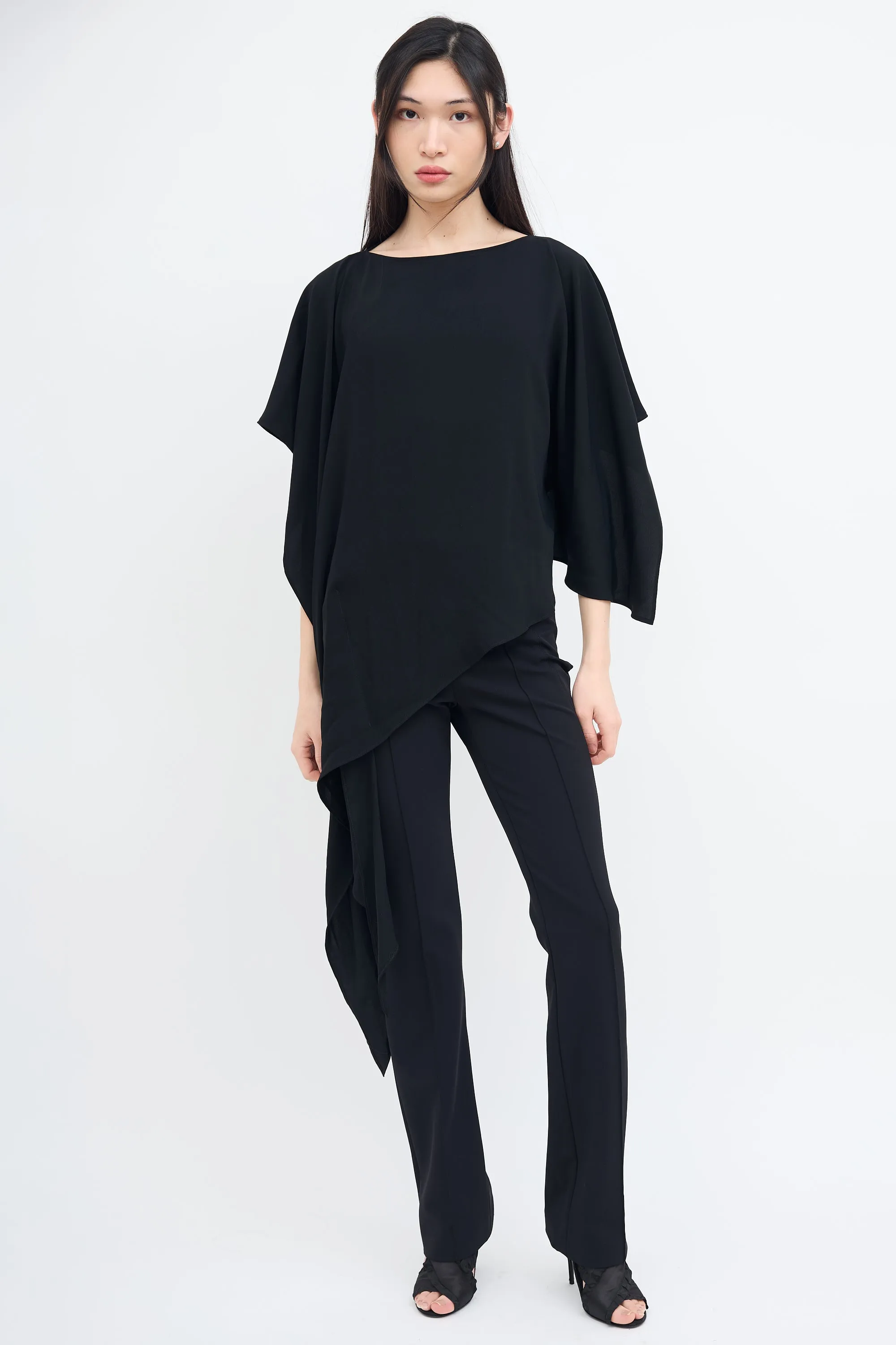 Black Asymmetrical Drape Top