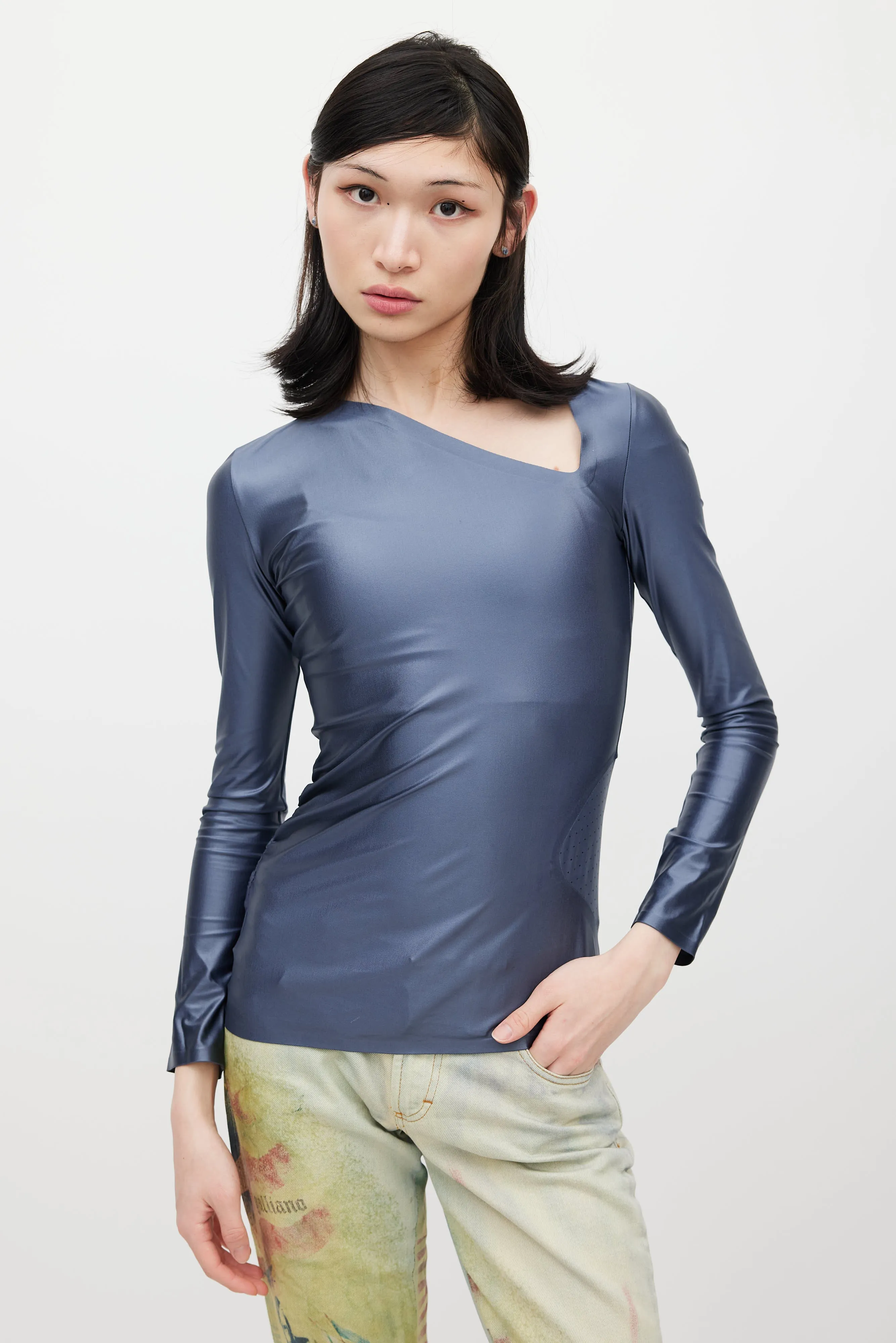 Blue & White Asymmetrical Logo Top