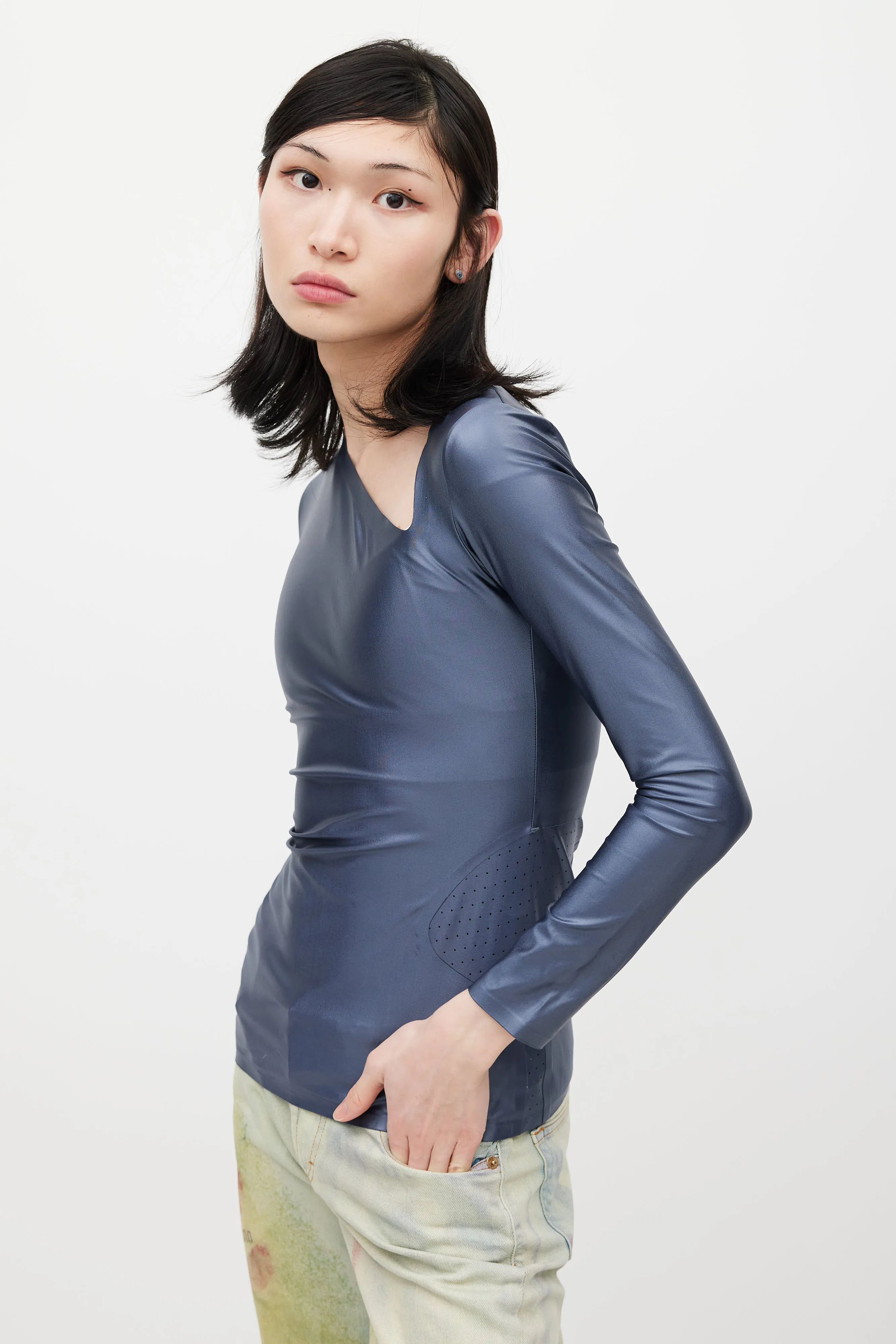 Blue & White Asymmetrical Logo Top