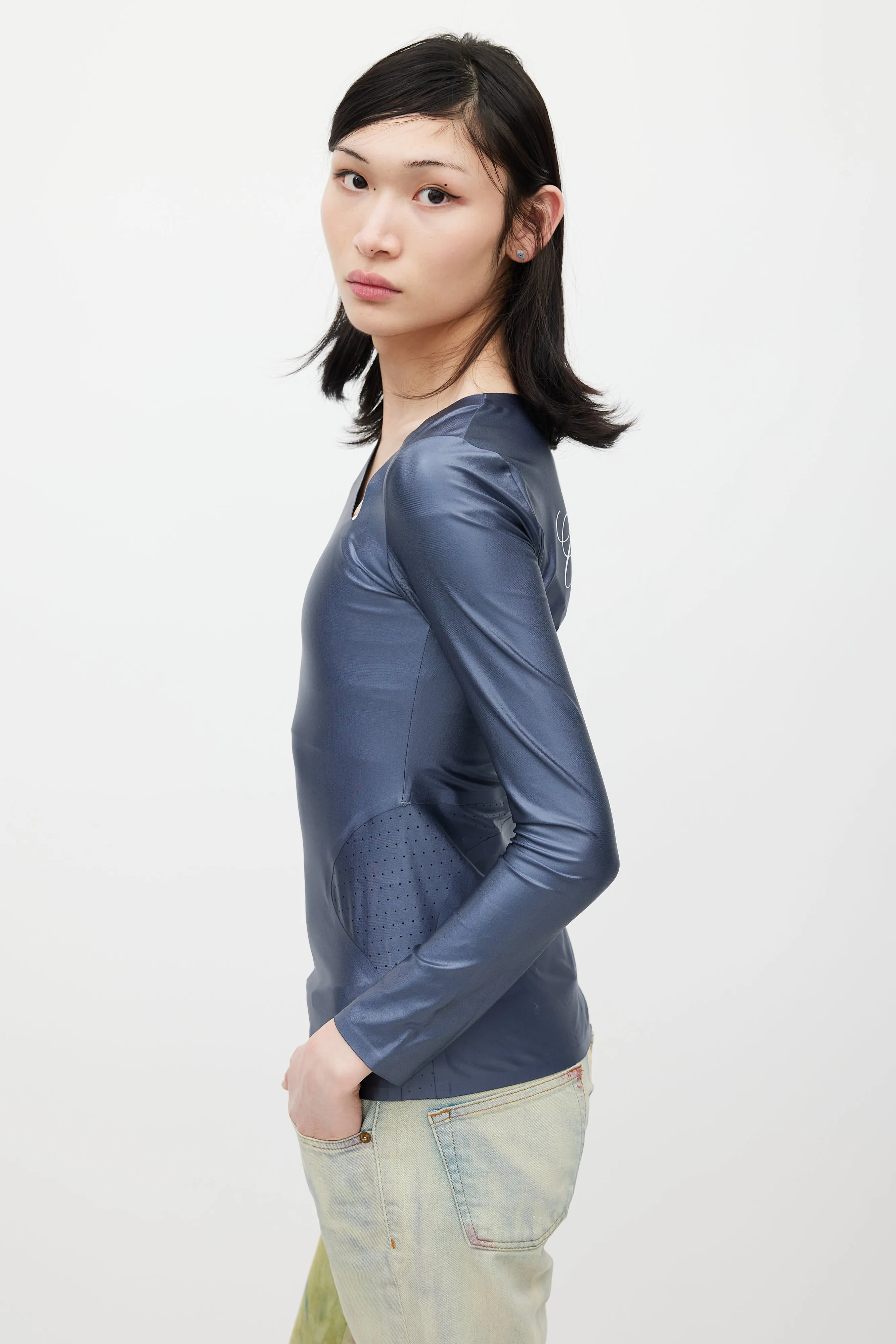 Blue & White Asymmetrical Logo Top