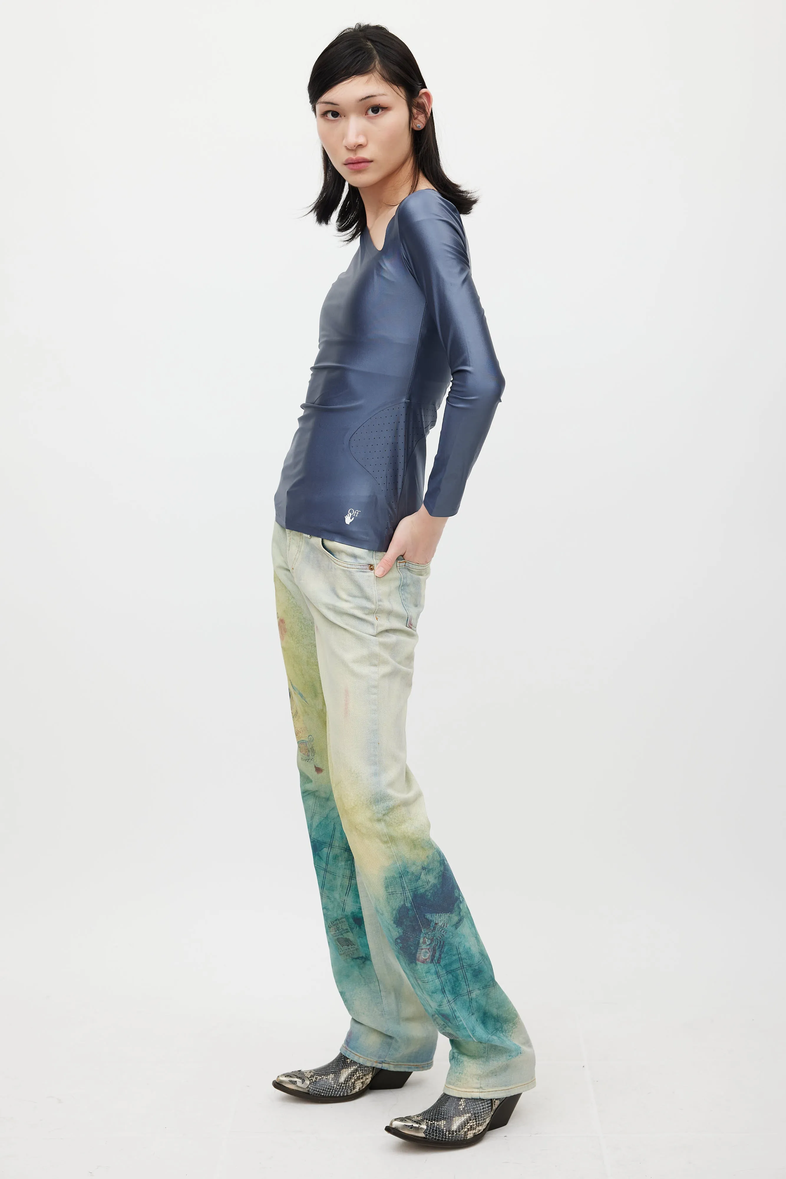 Blue & White Asymmetrical Logo Top