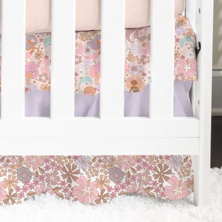 Boho Mermaids Ruffled Crib Skirt