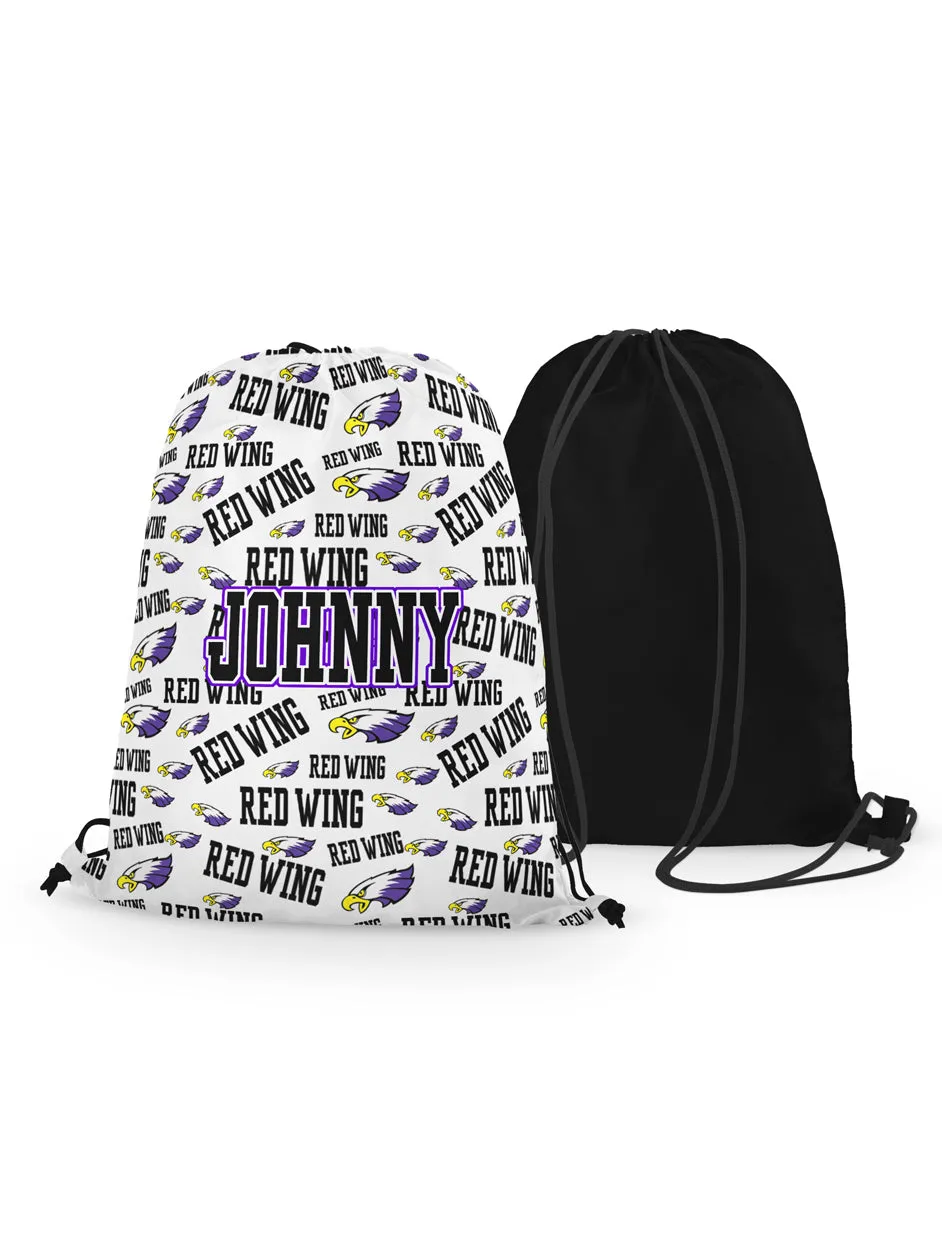 Drawstring Bag - Red Wing Repeating Logo - Personalized