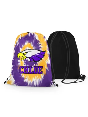 Drawstring Bag - Winger Bird - Tie Dye Background - Personalized