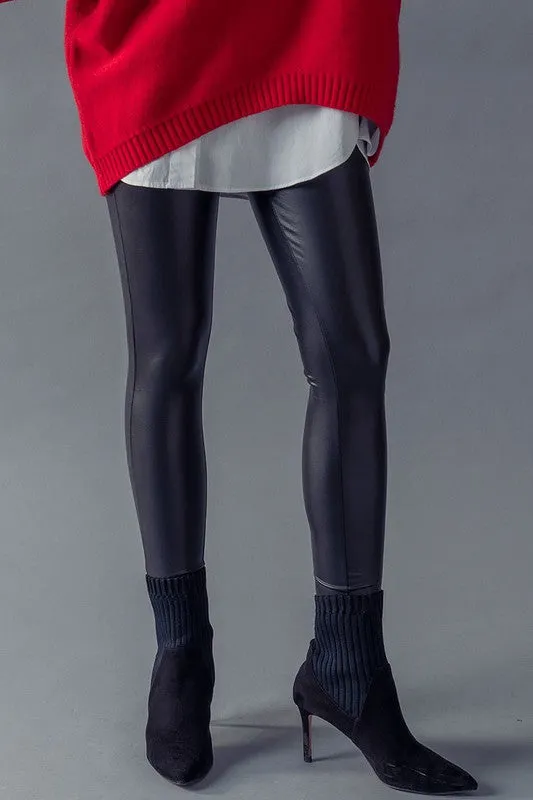 FINAL SALE - CLASSIC VEGAN LEATHER HIGH RISE LEGGINGS