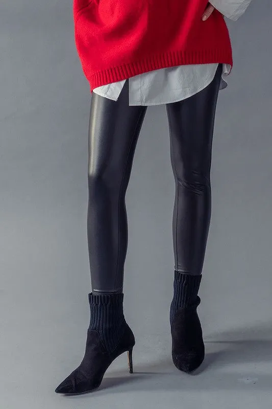 FINAL SALE - CLASSIC VEGAN LEATHER HIGH RISE LEGGINGS
