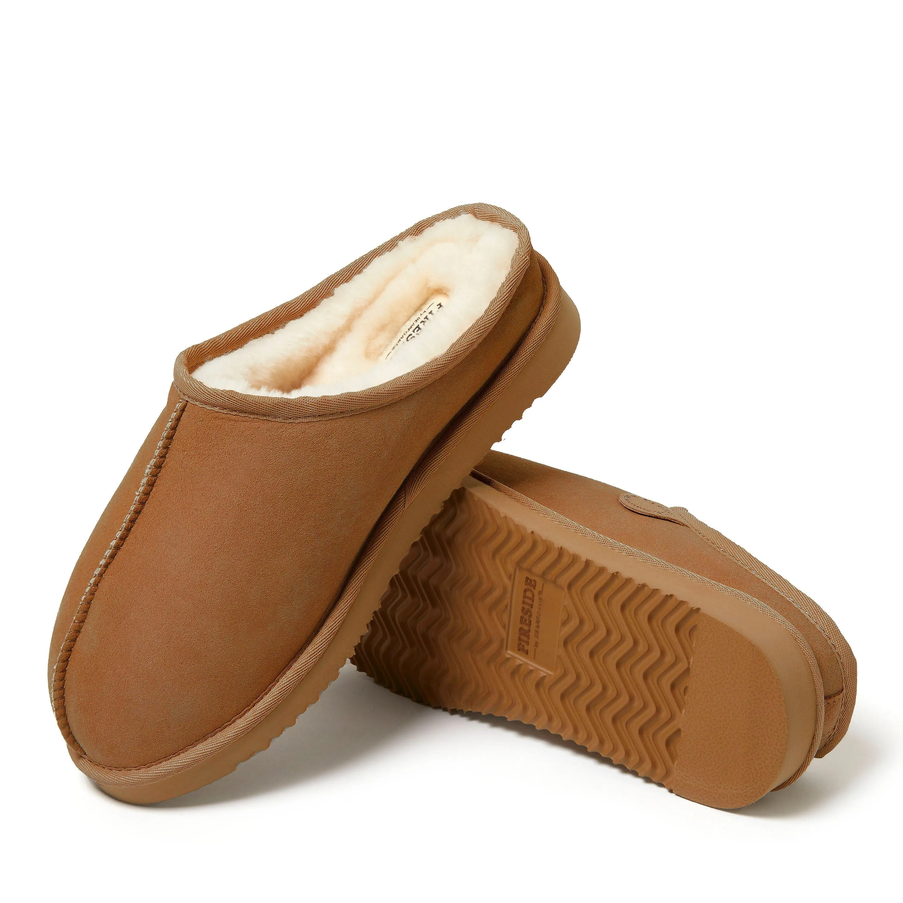Fireside By Dearfoams Men's Grafton Genuine Shearling Clog Slipper
