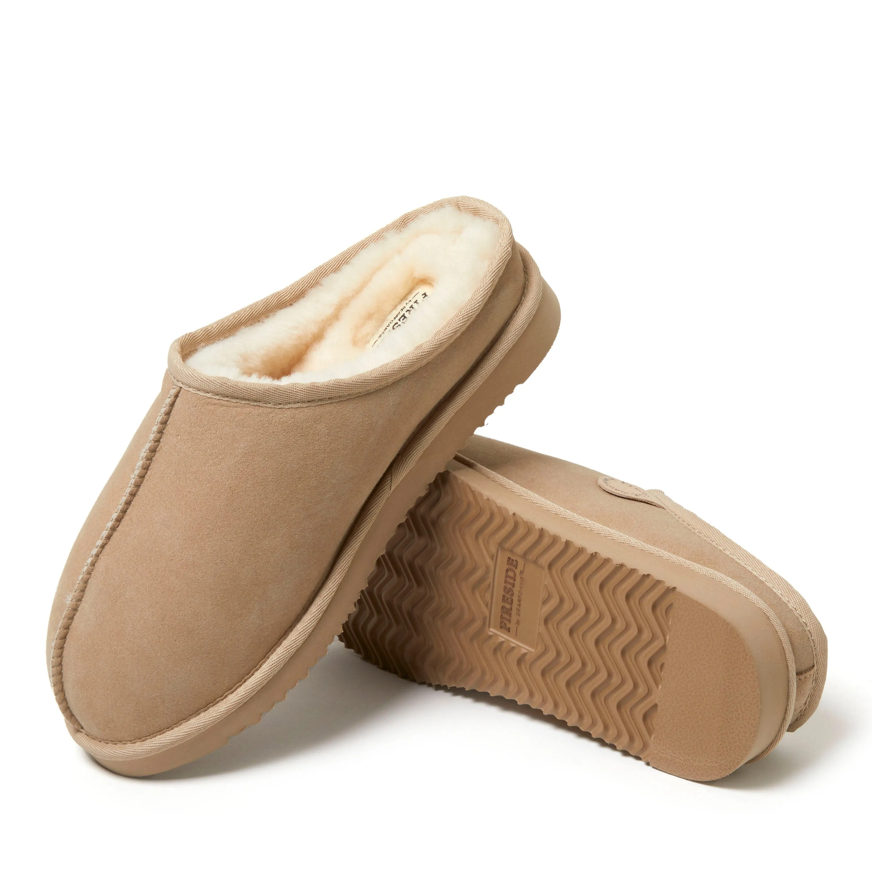 Fireside By Dearfoams Men's Grafton Genuine Shearling Clog Slipper