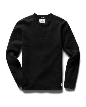 Henley Long Sleeve Mesh Flatback Black