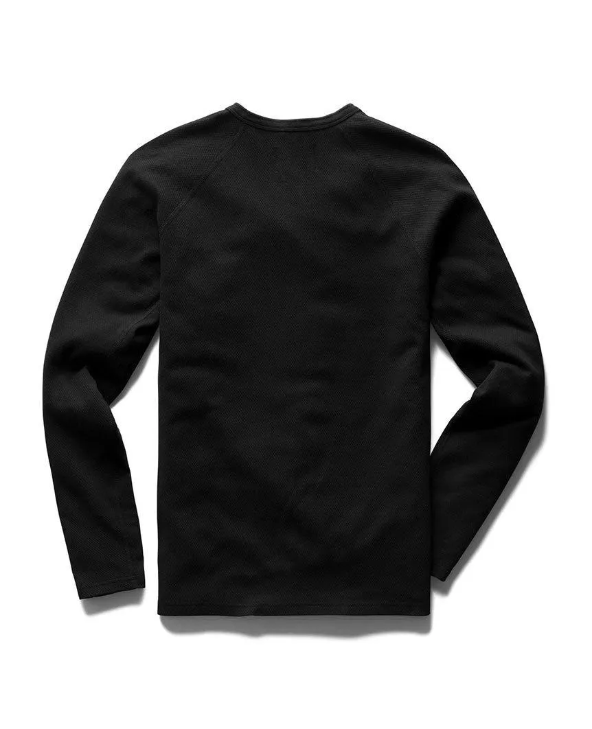 Henley Long Sleeve Mesh Flatback Black