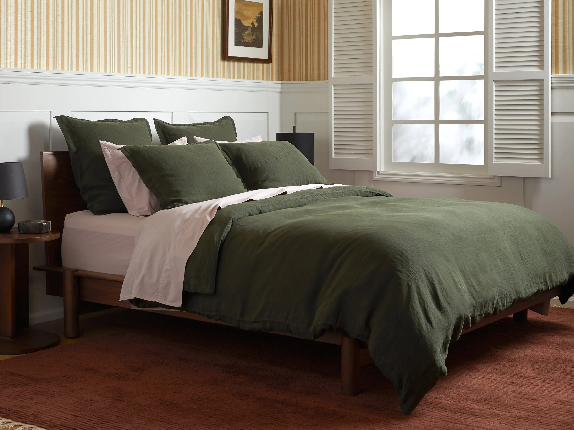 Linen Sham Set (Evergreen)