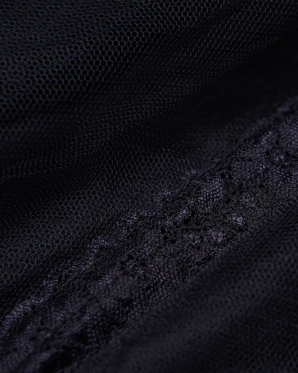 OPQ930 Daily Life Layered Mesh Electropunk Asymmetric Skirt - Black & Purple