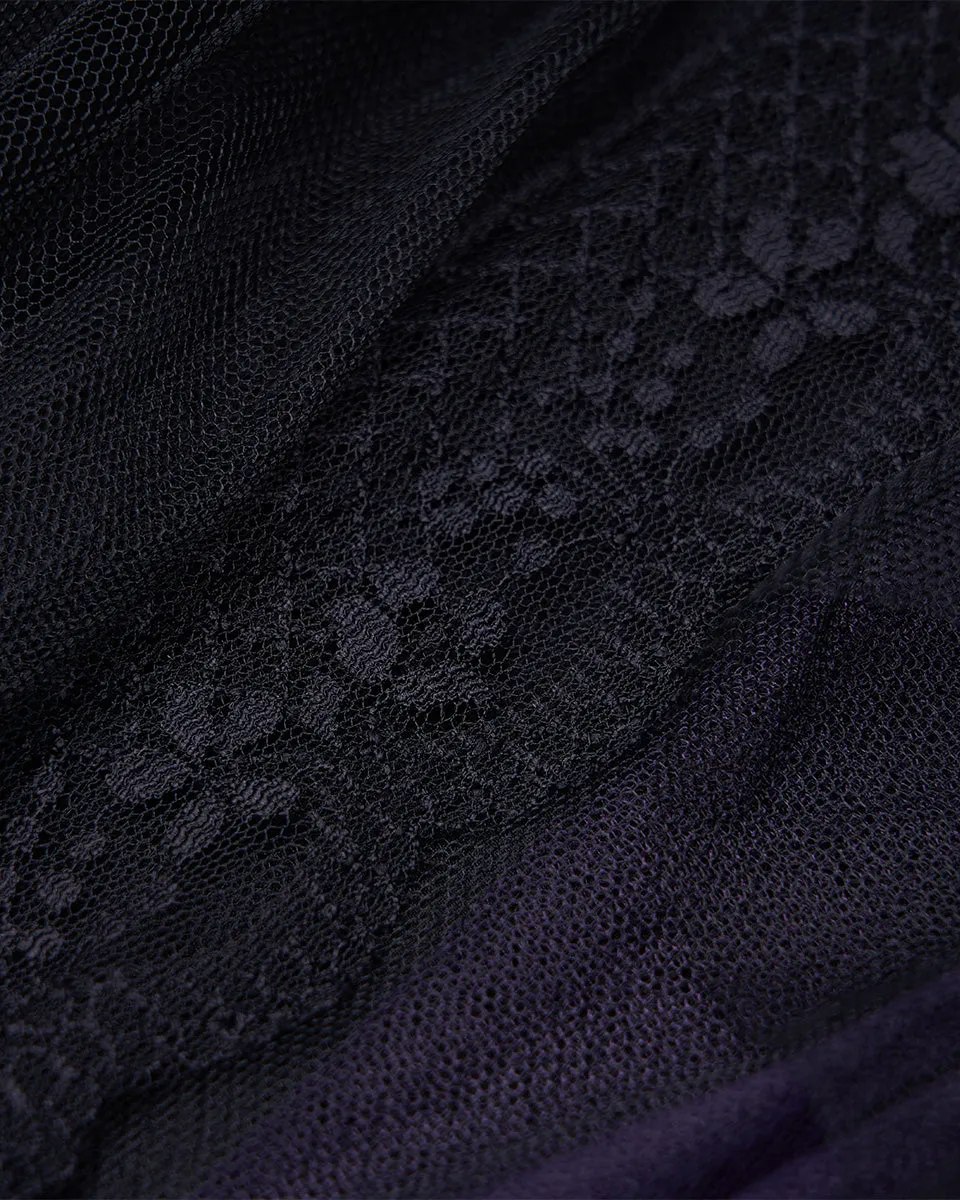 OPQ930 Daily Life Layered Mesh Electropunk Asymmetric Skirt - Black & Purple