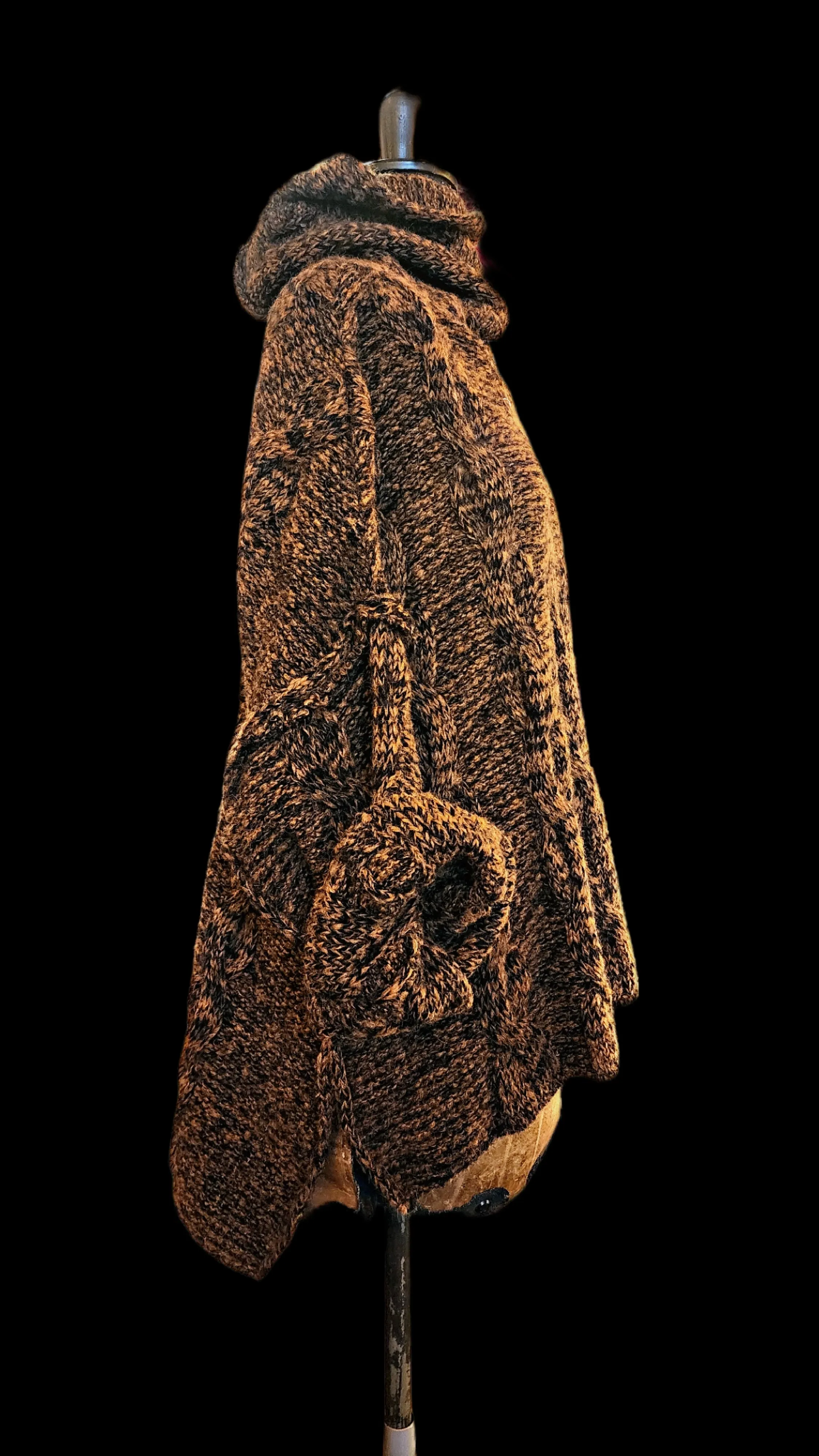 Oversize cable knit funnel neck sweater