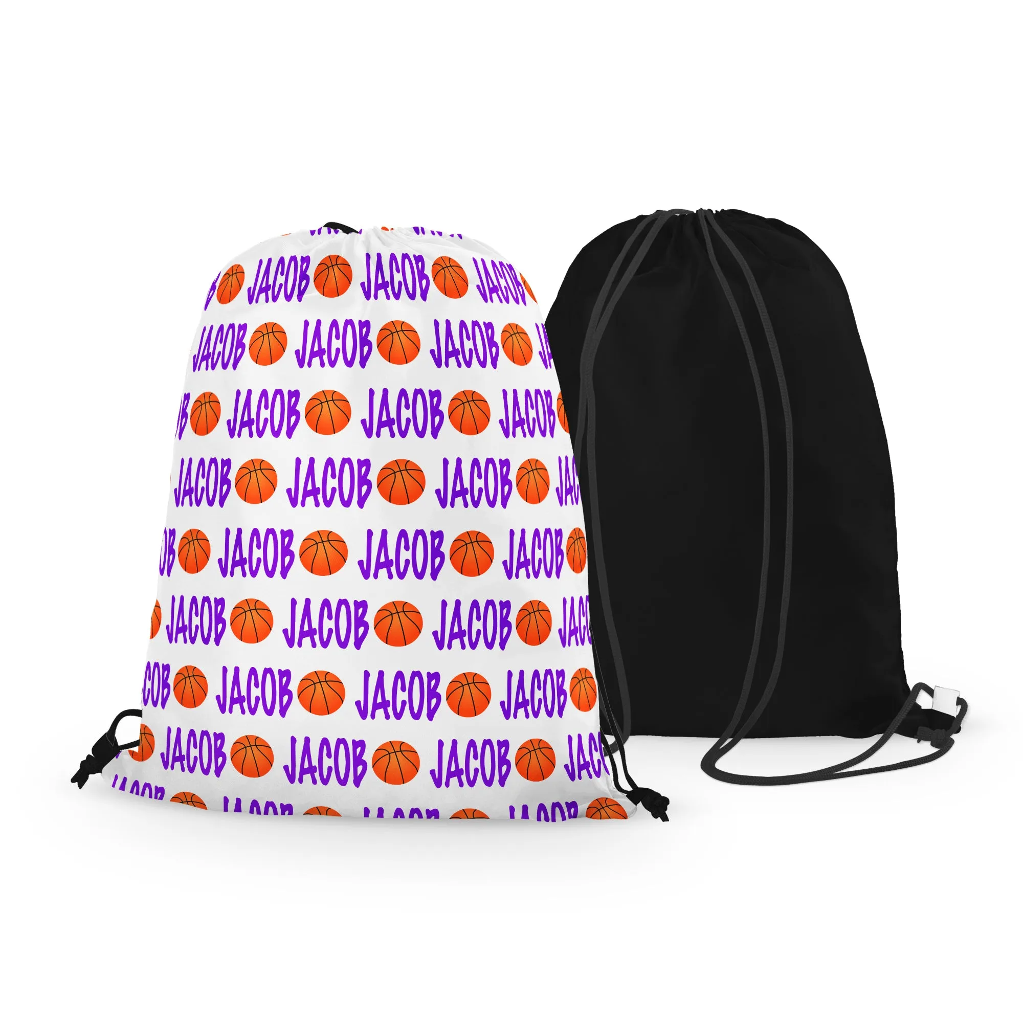 Personalized Basketball Drawstring Bag with Name